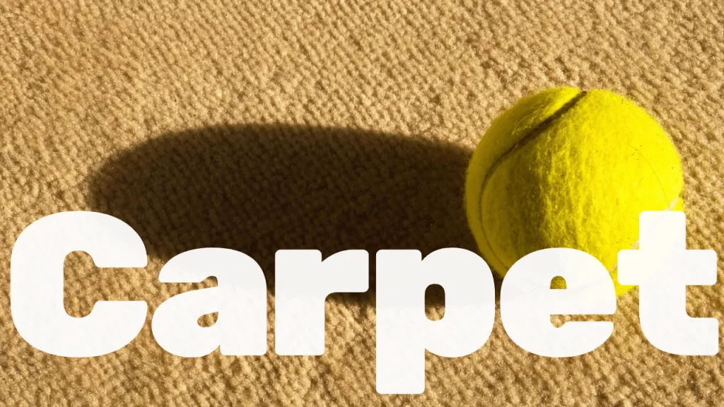 Indoor carpet tennis court with synthetic playing surface