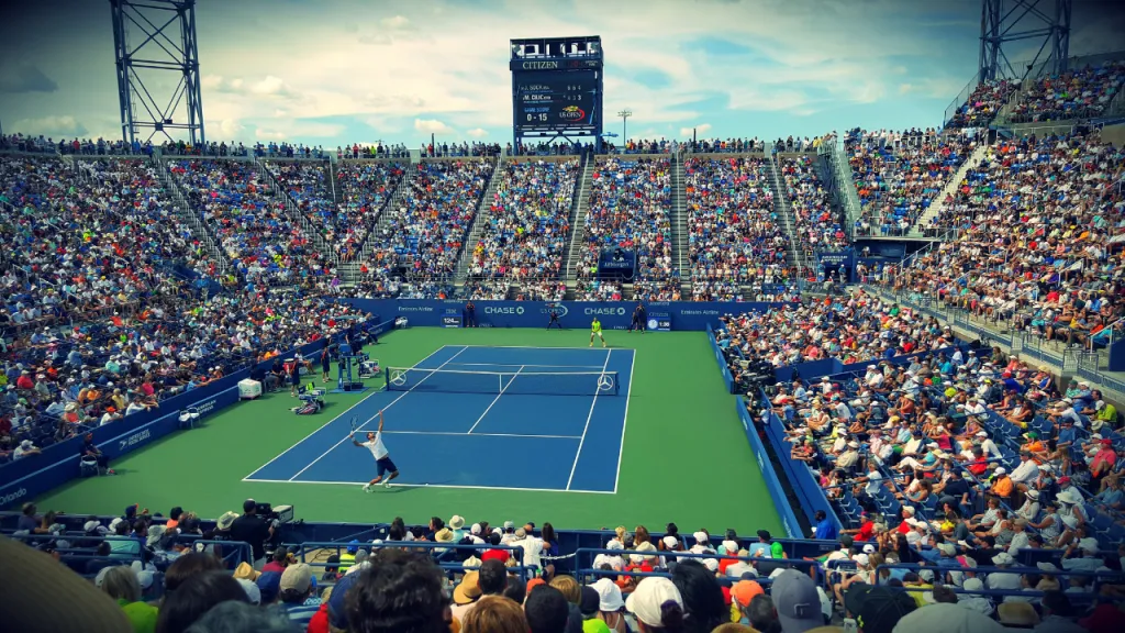 Entry level professional tennis tournament with players competing