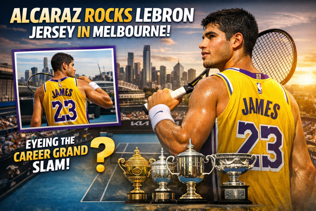 Alcaraz Rocks LeBron Jersey In Melbourne As Career Grand Slam Looms 5 alcaraz lebron jersey melbourne career grand slam