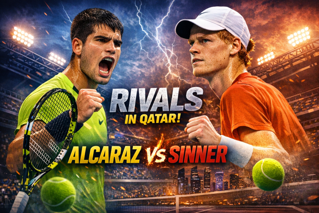 Alcaraz Says Sinner Pushes Him As Both Cruise Into Qatar Quarters 9 alcaraz says sinner pushes him qatar quarters