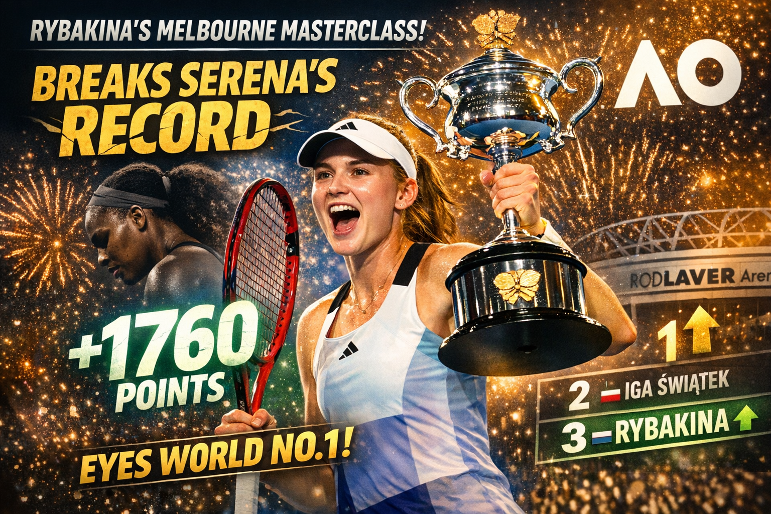Rybakina’s Melbourne Masterclass: Breaks Serena’s WTA Record And Eyes No.1 4 Rybakina’s Melbourne Masterclass: Breaks Serena’s WTA Record And Eyes No.1