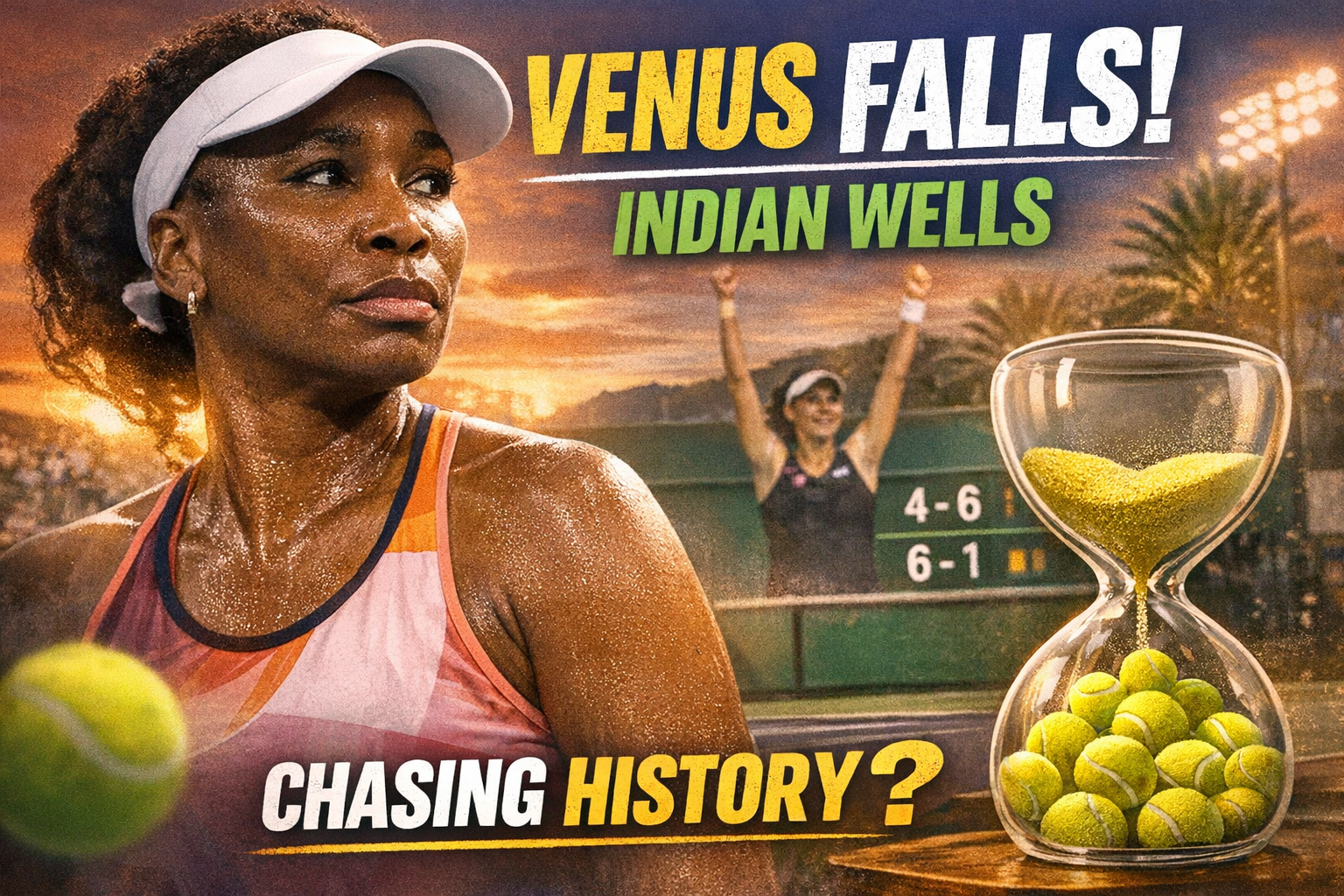 Venus Falls In Indian Wells Opener, Still Chasing Longevity Record 1 Venus Falls In Indian Wells Opener, Still Chasing Longevity Record